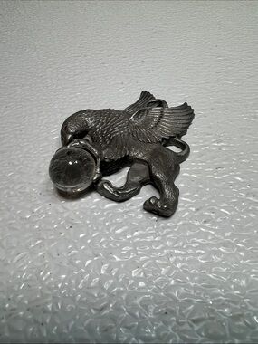 Vintage 1988 Rawcliffe Pewter Large Pendant w/Crystal Ball RARE